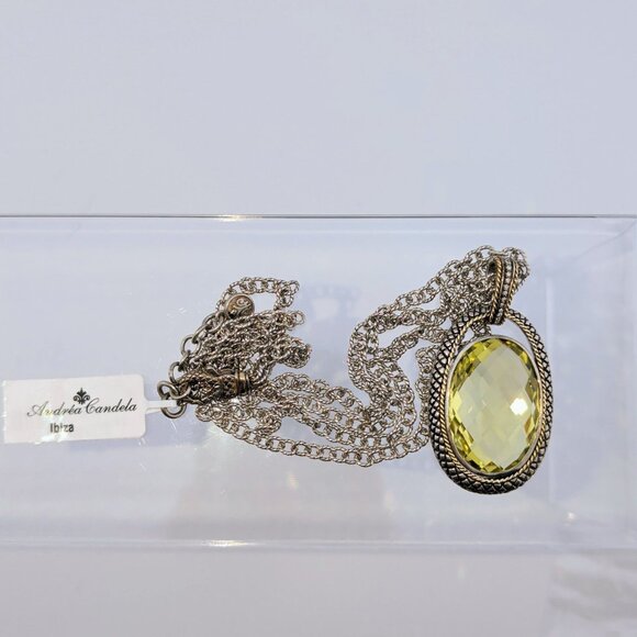 NWT Andrea Candela Ibiza Sterling Silver18K Necklace W/ Yellow Quartz Pendant - Picture 6 of 11